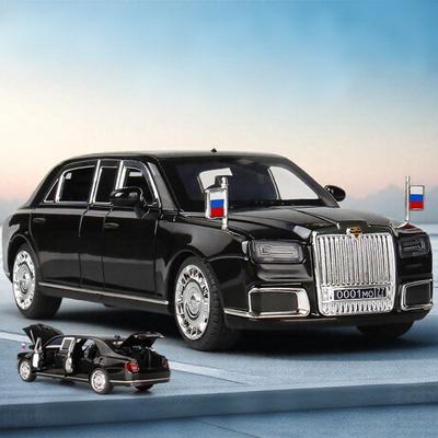 1/24 Aurus Senat Alliage Limousine Luxy Modèle de Voiture Moulé sous Pression Métal Véhicule Blindé Modèle de Voiture Simulation Son Lumière Jouet pour Enfants Cadeau