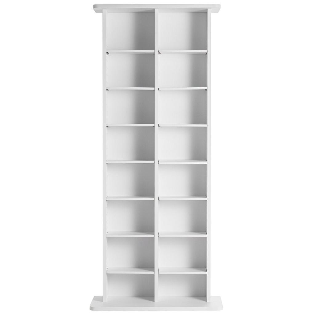 Media Storage Cabinet 8 Layers Adjustable DVD Shelves Holds 464 CDs White