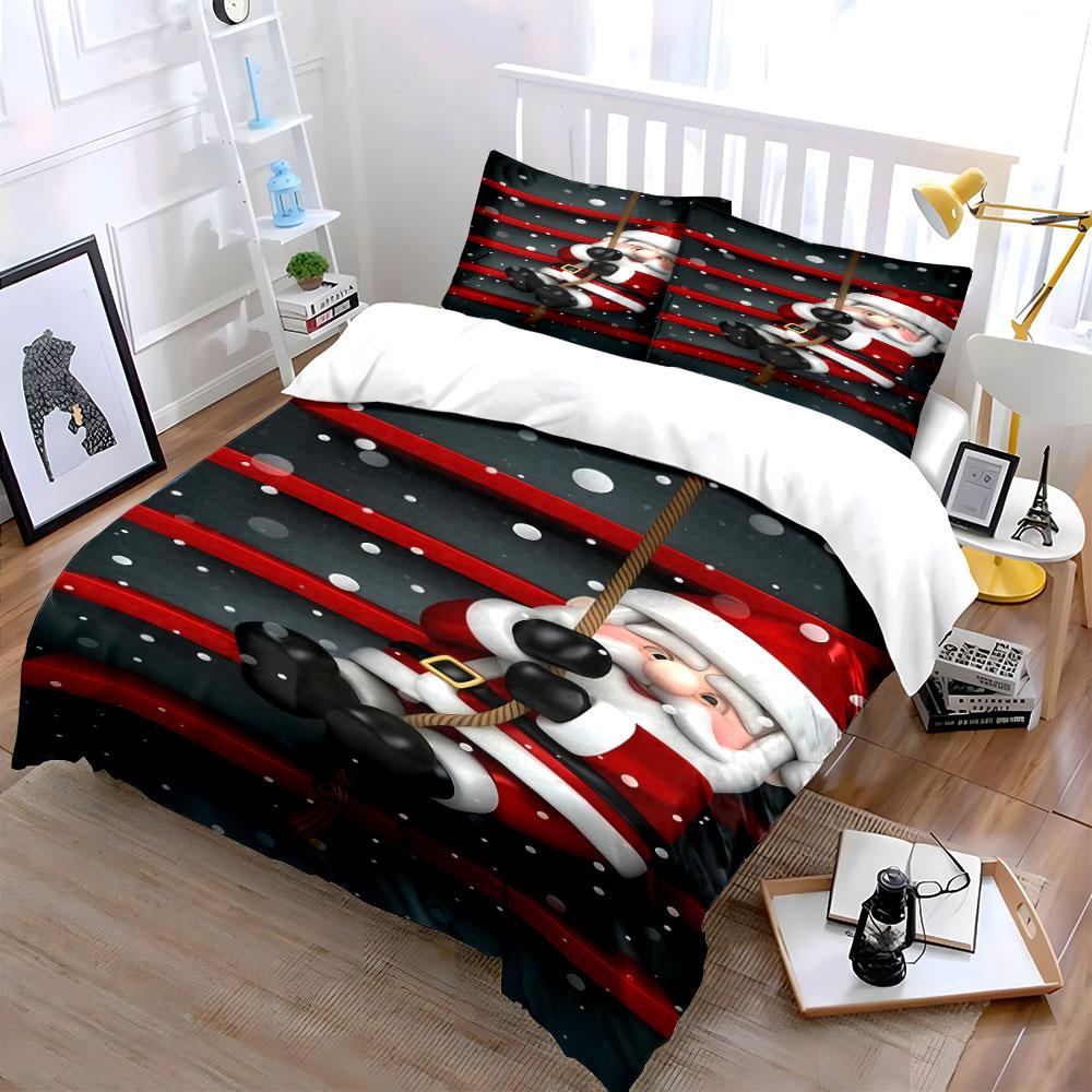 Santa Claus, Rope, Snowflakes. Bedding Sets Duvet Cover Sets Duvet Covers Pillowcases(1 * Duvet Cover 2 * Pillowcases Without Duvet Insert)
