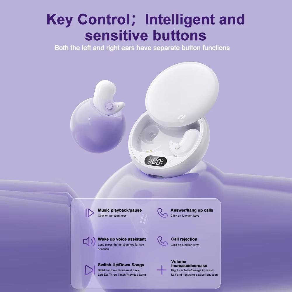 KEBIDUMEI Sleep Earphones Bluetooth 5.3 Headphones In-ear Mini Wireless Headsets HiFi Stereo Noise Reduction TWS Gaming Earbuds