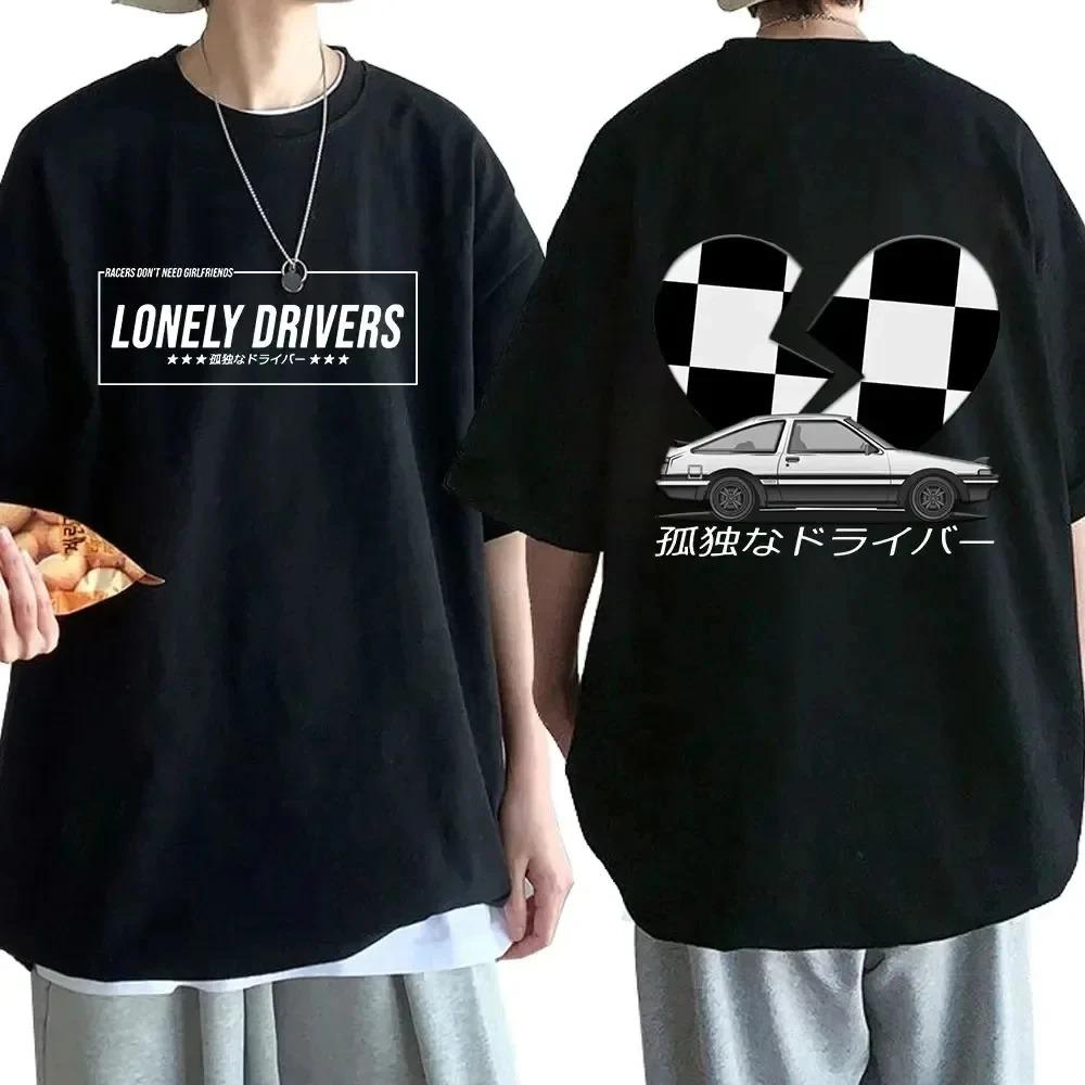 Anime Drift AE86 Initial D Double Sided T Shirt O-Neck Short Sleeves Summer Unisex R34 Skyline GTR JDM Manga T-Shirts