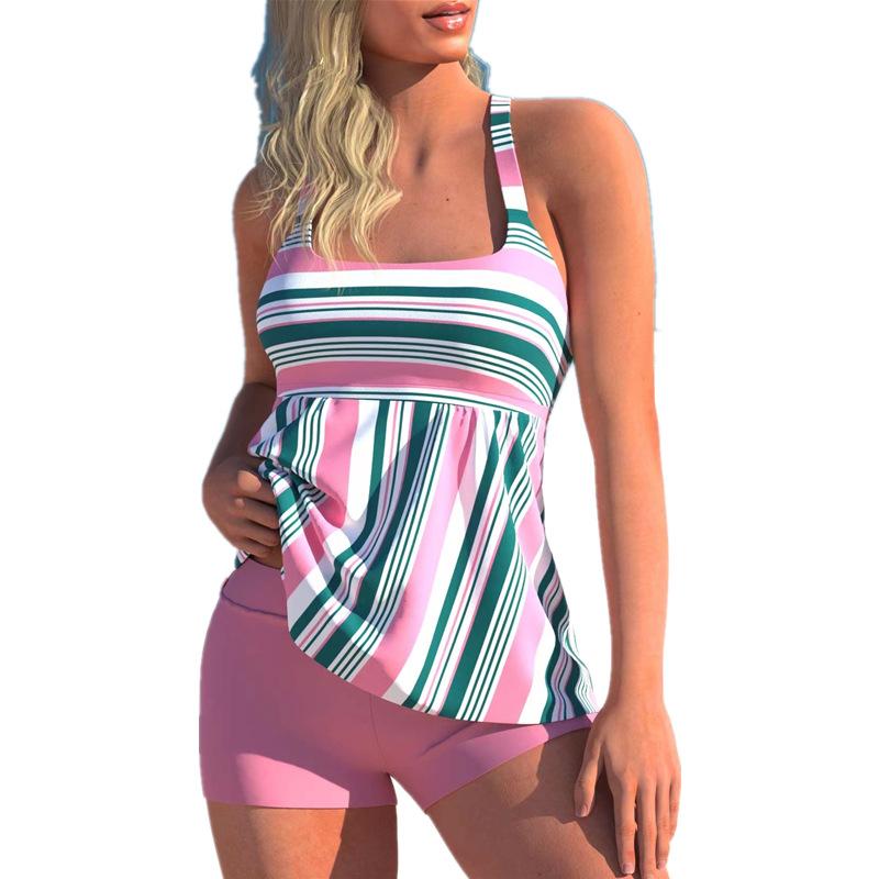 Damen-Bikinianzug mit doppeltem Schultergurt, Badeanzug, Oberteil, Tankini-Badeanzug, reiner und eleganter Badeanzug mit Farbdruck