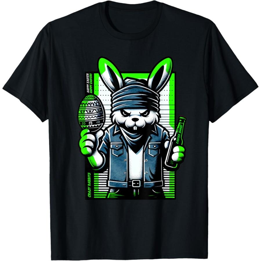 Сумасшедший кролик на Пасху_ Уморительно веселый кролик и пасхальное яйцо! Футболка S