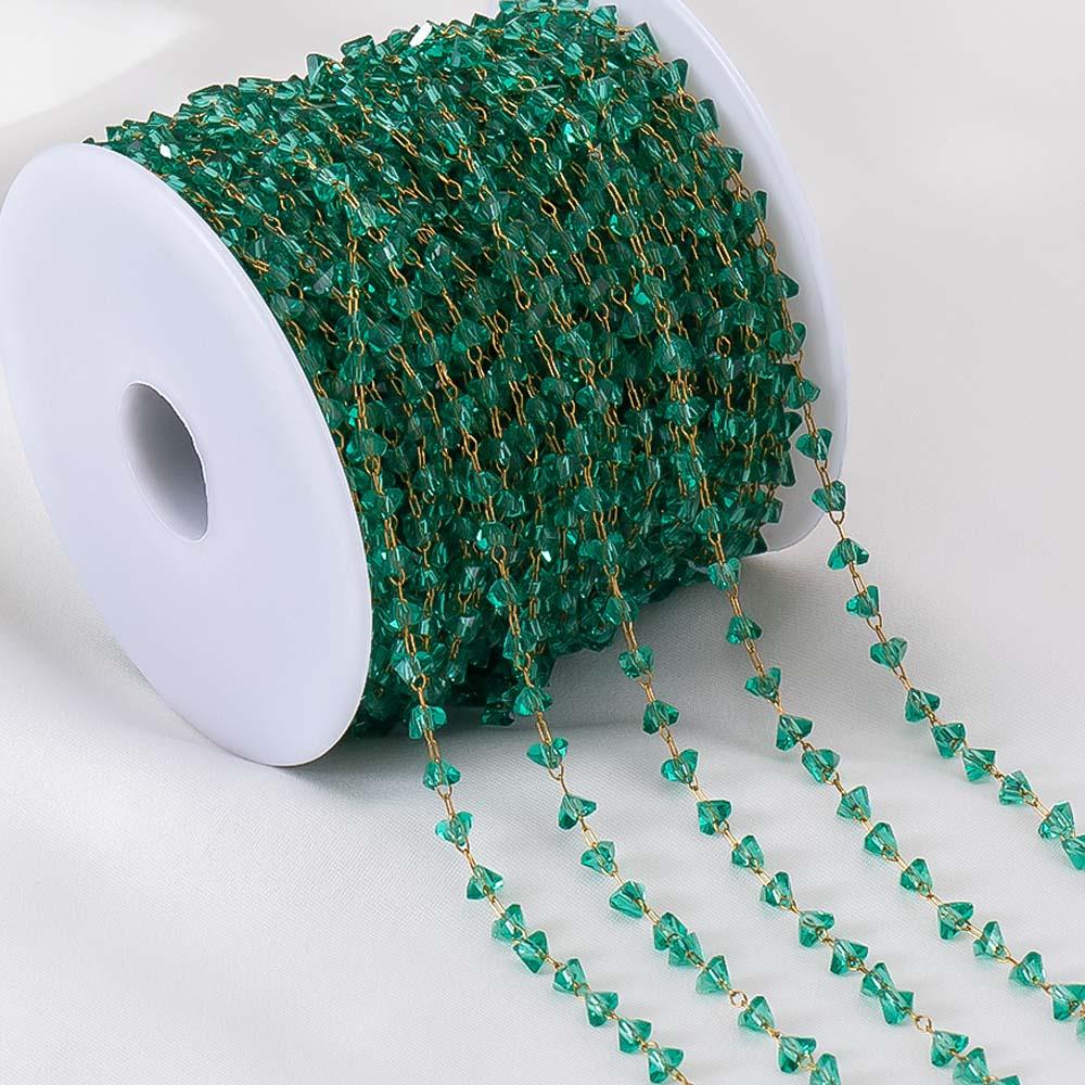 0.5M 1M 2M Irregular Clear Heart Chain Stainless Steel Glass Grave Stone Bead Chain Necklaces Bracelets Chain DIY Jewelry Making