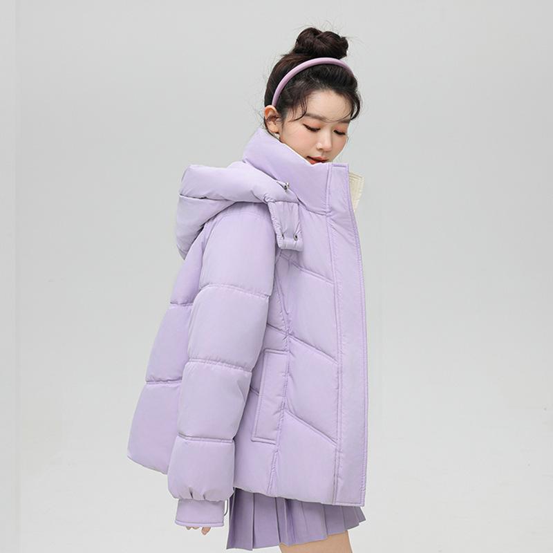 New Versatile Cotton Jacket for Women Short Thickened Bread Jacket for Winter Student Hooded Cotton Jacket
