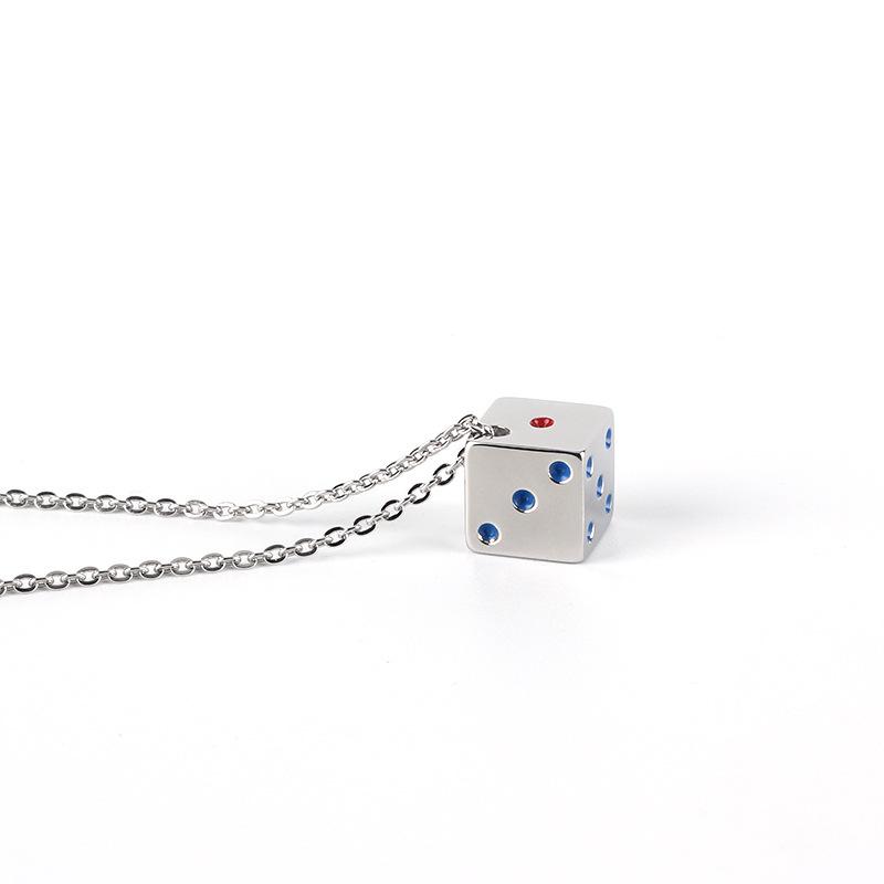 Trendy Unisex Lucky Dice Pendant Necklace: Minimalist Solid Color Design