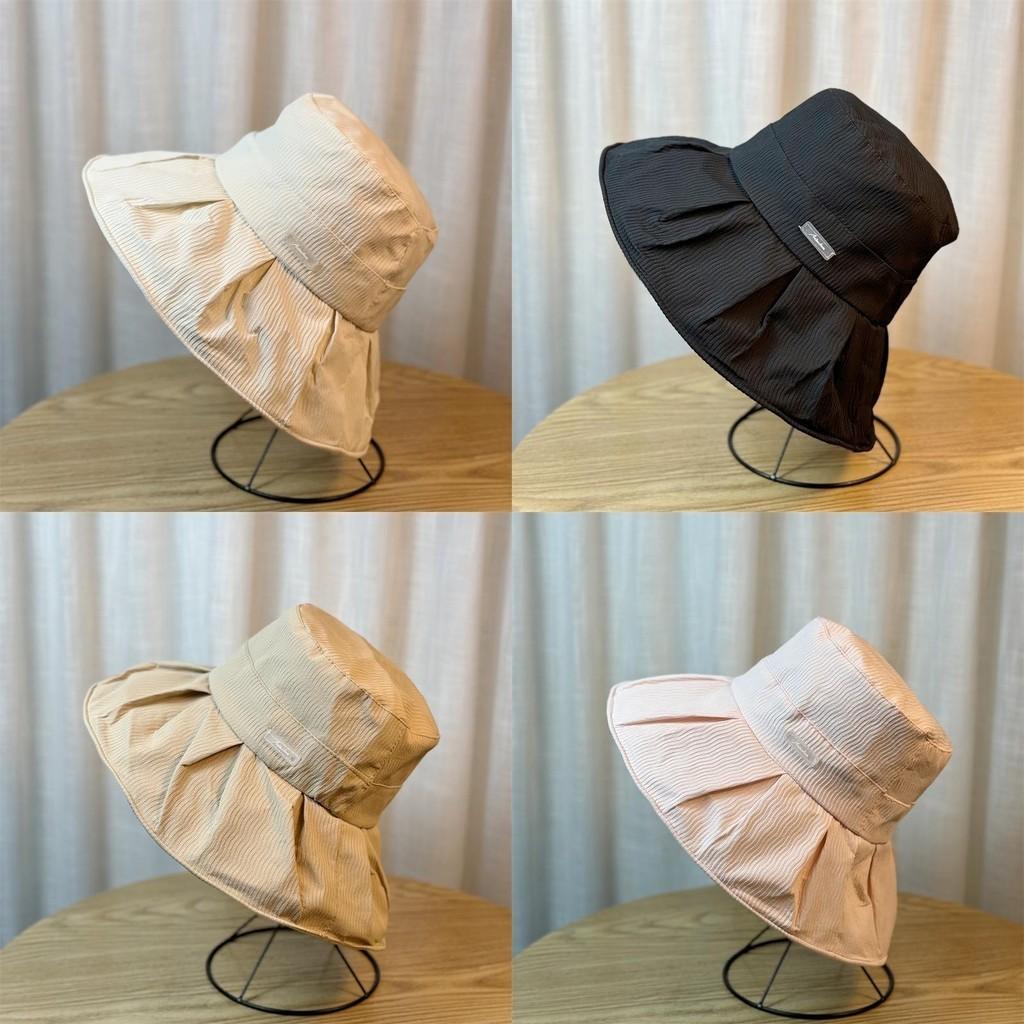 2024 New Style Fisherman Hat Women's Sunshade Hat Summer Seaside Black Uv Resistant Sun Hat