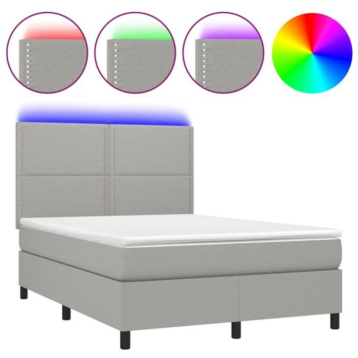 VidaXL Sommier à Lattes de Lit avec Matelas et LED, Lit Rembourré, Lit Double, Lit Adulte de Chambre à Coucher Intérieur, 3134789