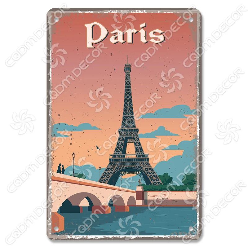 Scenografia della Capitale Insegna di Latta Piastra di Metallo Canada Messico Grecia Dubai Poster in Metallo Decorazione Murale Vintage per Caffè Soggiorno Casa