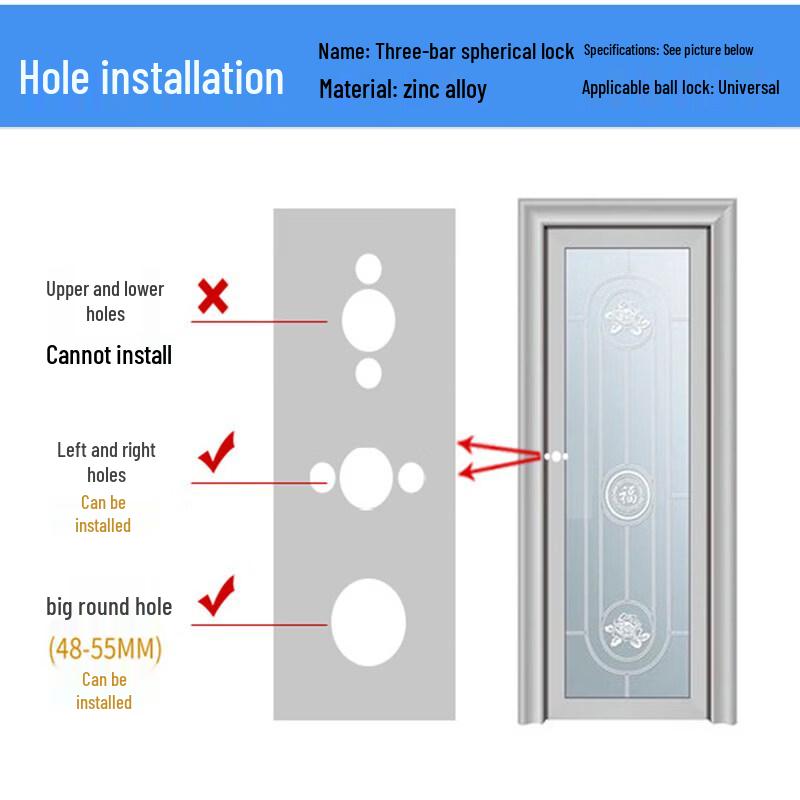 LijiuHong Three-Bar Spherical Door Lock