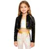 Kids Demon Singer Leader 3 Piece Dance Set Sequins Jacket Crop Top with Shorts Stage Performance Outfit
