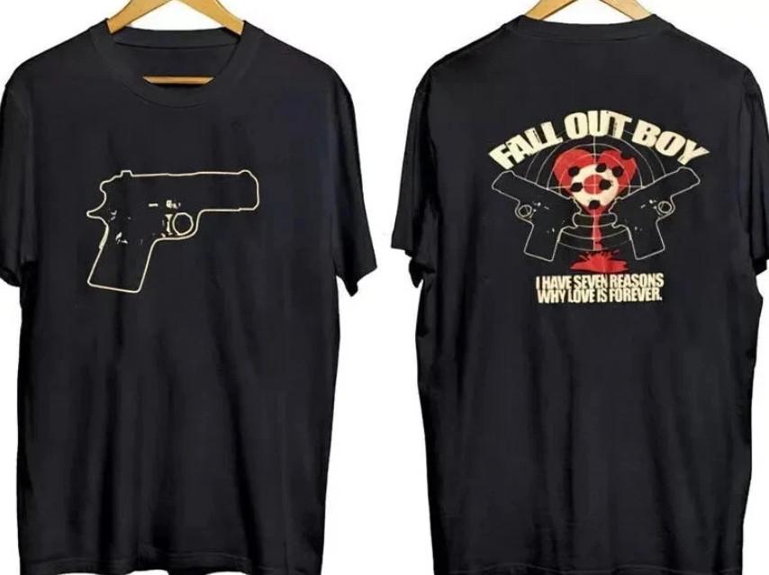 Fall Out Boy Tour 2 Sided Vintage Y2K Graphic 100% Cotton Shirt S5XL Unisex T-Shirt S