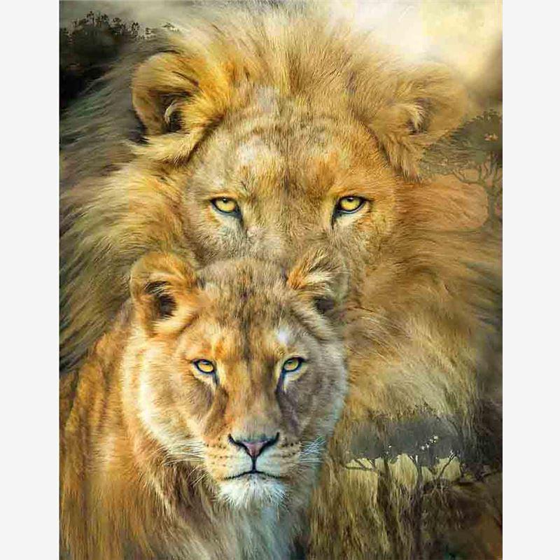5D Diamond Painting Kit Full SquareRound Drill Cross Stitch White Lion King Rhinestone Mosaic Crafts Animal Diamond Embroidery Room Decor