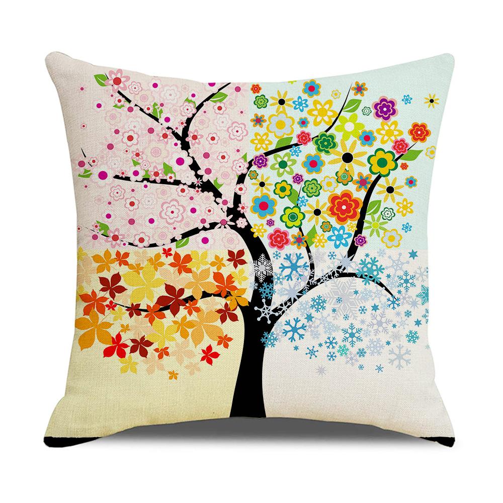 Ins Nordic Style Cartoon Tree Car Sofa Pillow Custom Nap Pillow Lumbar Cushion Cover Home