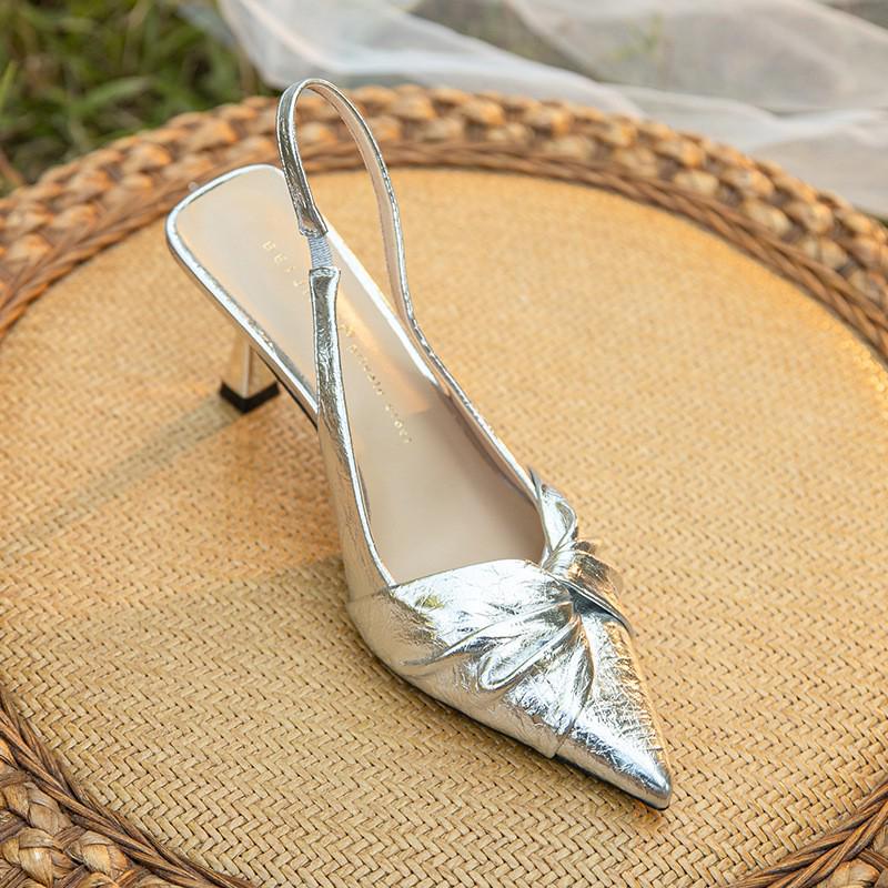 New Chinese Style Knotted Pointed Toe Stiletto Heels: Women's Strap Closed Toe Sandals for Spring/Summer.