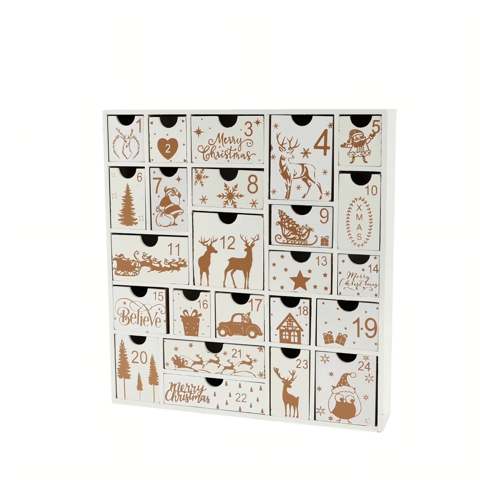 

Рождественский подарочный календарь обратного отсчета Подарочная коробка Конфетная коробка для обратного отсчета One Size белый