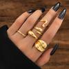 Europe and America Metal Smooth Opening Rings Set for Women Minimalist Gold Color Widened Joint Finger Ring Set 2026 New Zircon