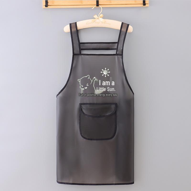 Waterproof Oil-Proof TPU Sleeveless Kitchen Apron with Multi-Pocket Storage, Simple and Stylish Design, Customizable.