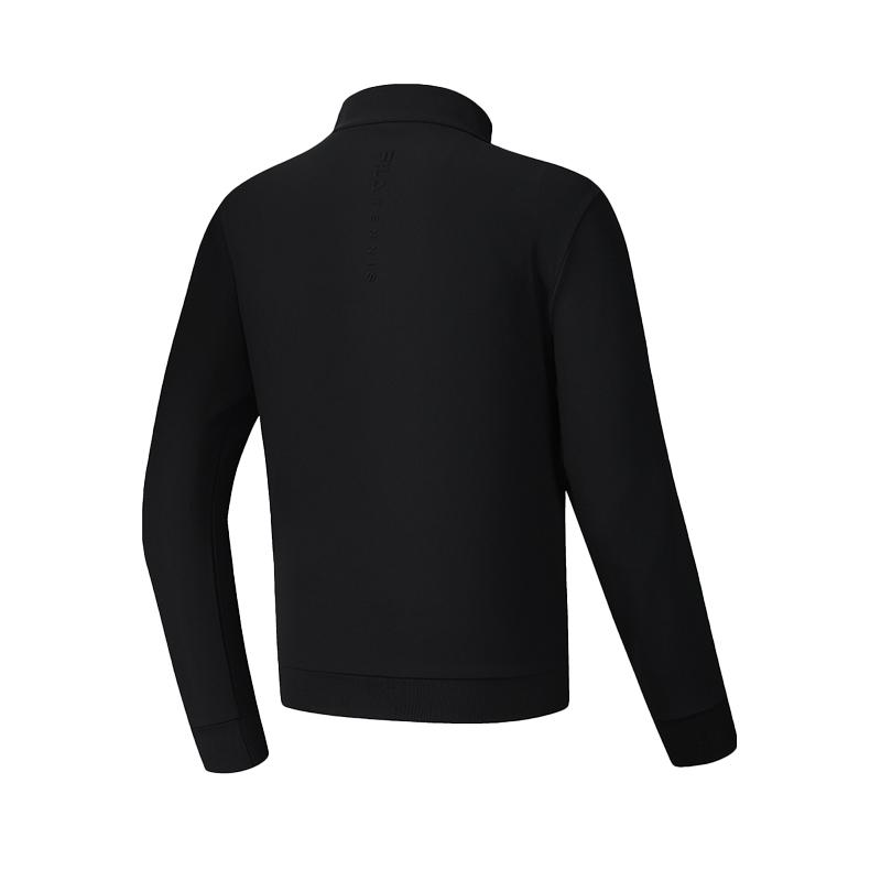 FILA Tennis Series Simple Knitted Stand Collar Long Sleeve Jacket Men Jacket Deep-Black A11M513507F-BK