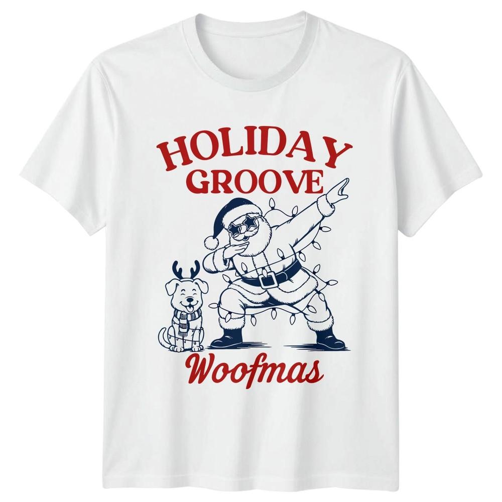 Holiday Groove Woofmas TShirt Dog Lover Dabbing Santa Christmas S