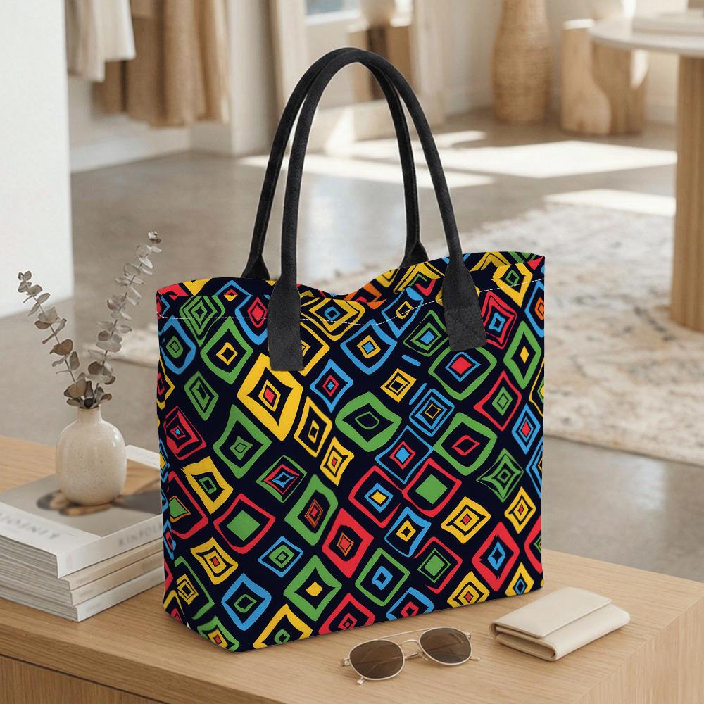 Colorful Geometric Pattern Large Capacity Casual Daily Tote Bag for Women