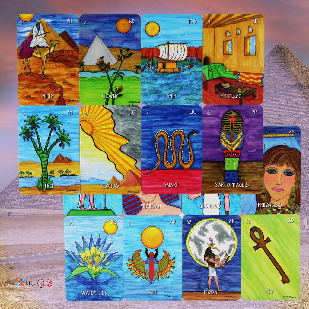 I.I.J Lenormand Cards, The Egyptian Lenormand Oracle Cards, Fortune Telling, with Japanese Instructions, Authentic