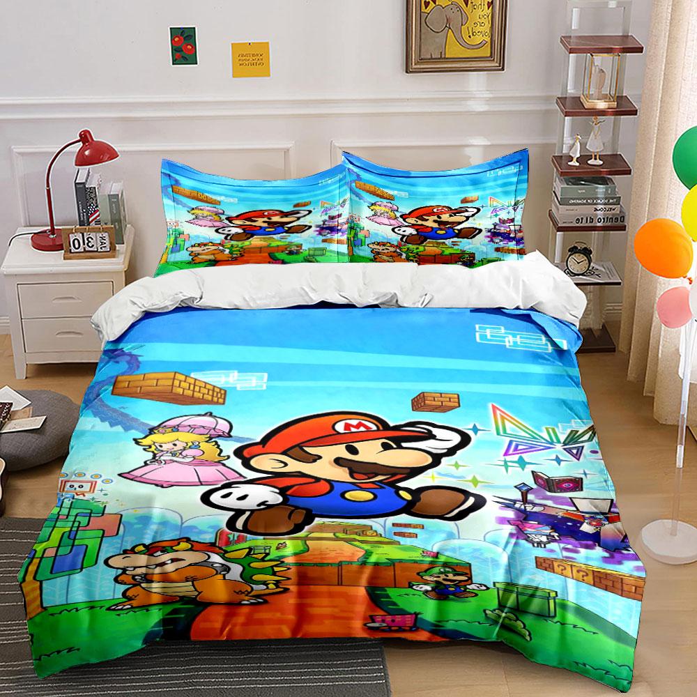 Mario-themed characters and blocks. Bedding sets Duvet cover sets Duvet covers Pillowcases(1 * Duvet Cover 2 * Pillowcases, without duvet insert) 135x200cm