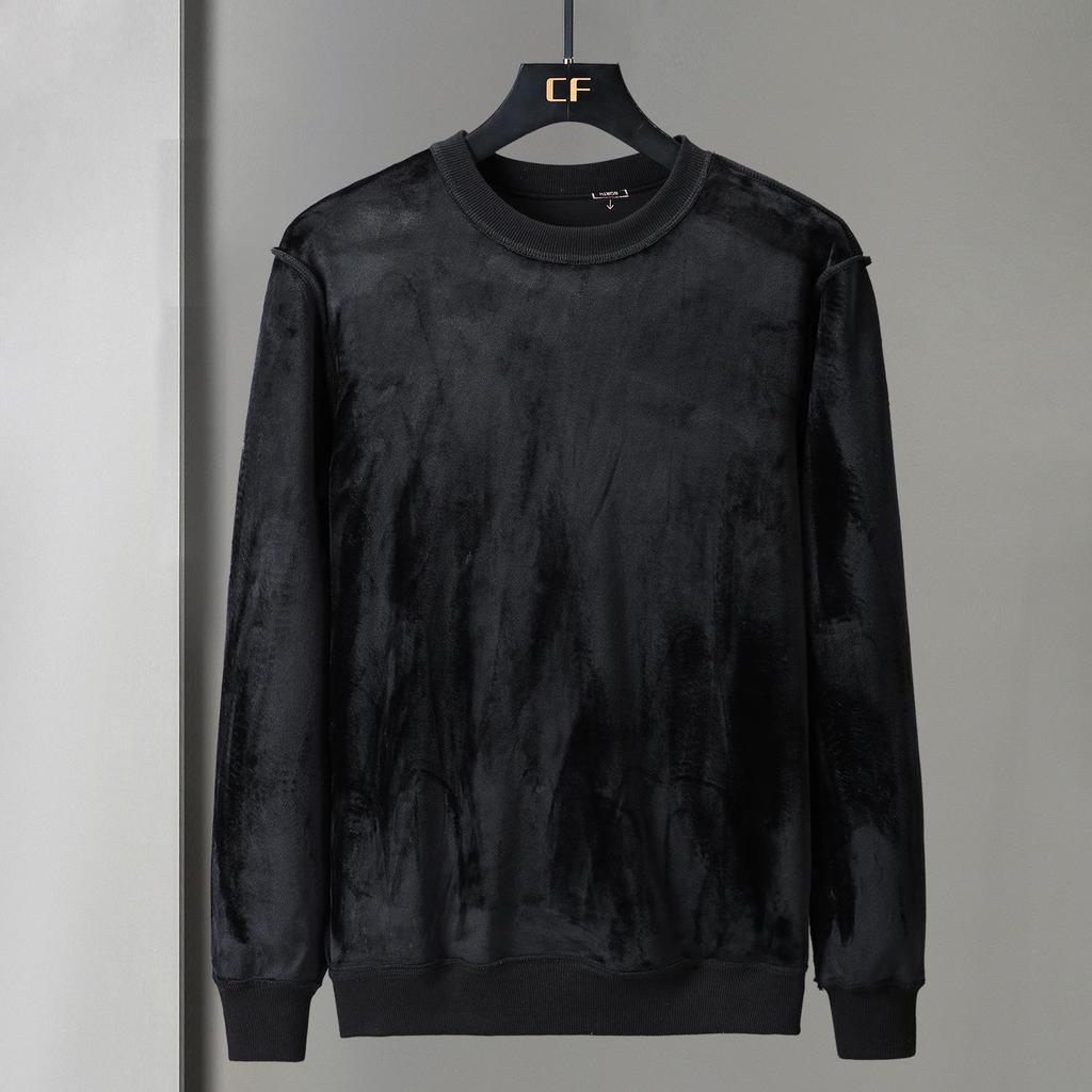 2020 Autumn/Winter Youth Plus Size Men's Velvet Thick Round Neck Trendy Sweatshirt