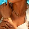 Vnox Minimalist Silberfarben Voll Glatt Rund Kreuz Herz Schnalle Armband, Edelstahl Grobgliedrige Kette Halsketten Schmuck Geschenk