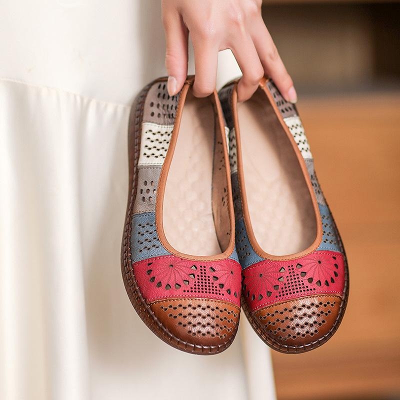 Fashion Women Flats Shoes Fashion Flat Genuine Leather Women Shoes Soft Sole Non-slip Sandals Breathable Casual Sports Women's Shoes