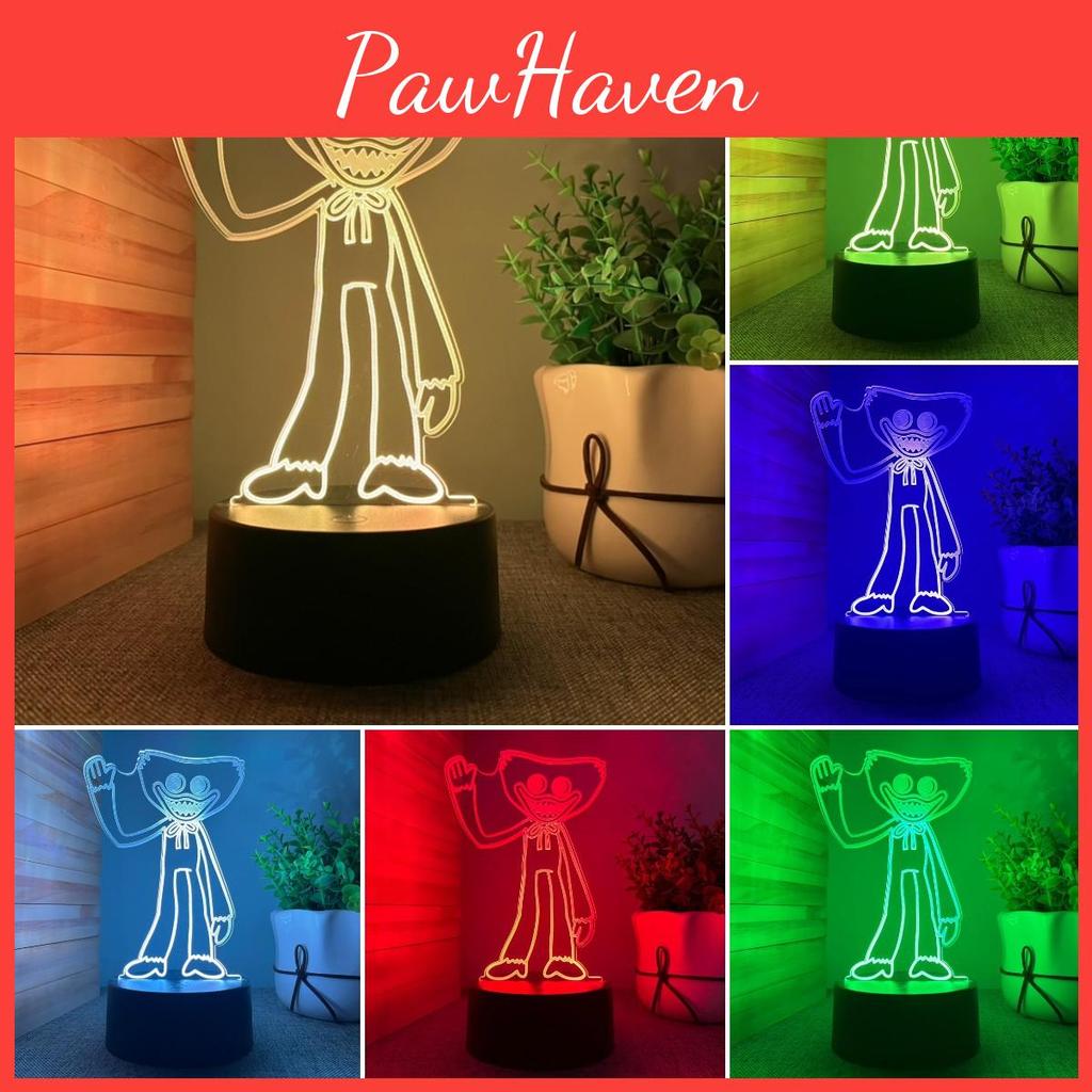 Unique Poppy Playtime Huggy Wuggy Night Light 3d Led Lamp With 7 Colors For Home Decor