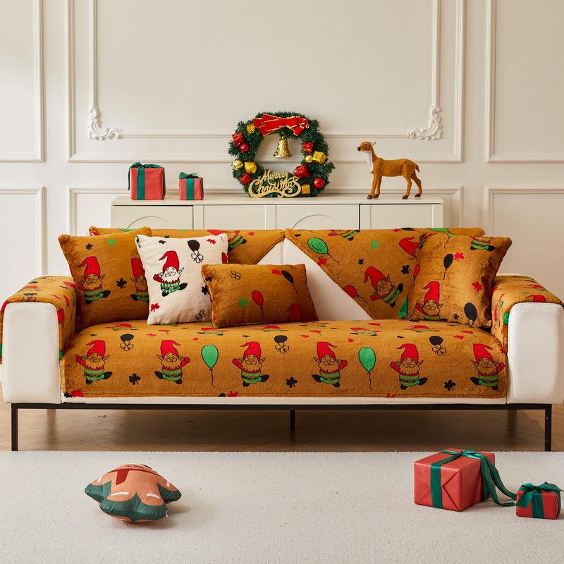 Cream Coffee Rabbit Plush Sofa Cushion Autumn And Winter Warm Seat Cushion Non-Slip Sofa Cover New Cover Towel
