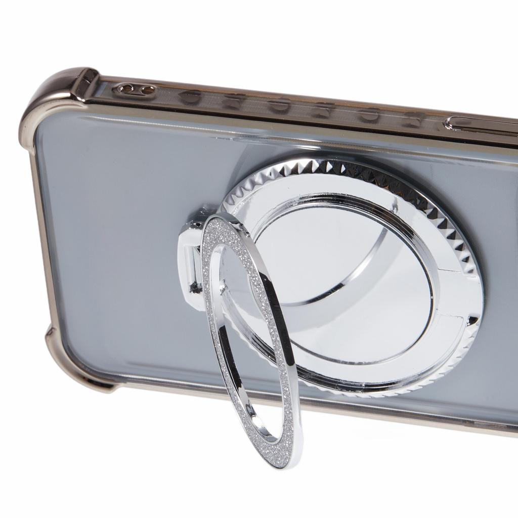 For Samsung Galaxy A35 5G Side Hjerte Mønster Etui Støtteben TPU Telefondeksel med Speil