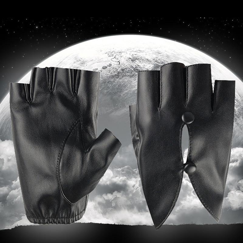 1 Pair Half Finger All-match Dance All-match Gloves Elegant PU Leather Fashionable Performance Light Luxury Art Thin 16x14cm