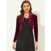 Women S Long Sleeve Velvet Open Front Short Cardigan For Cocktail Party