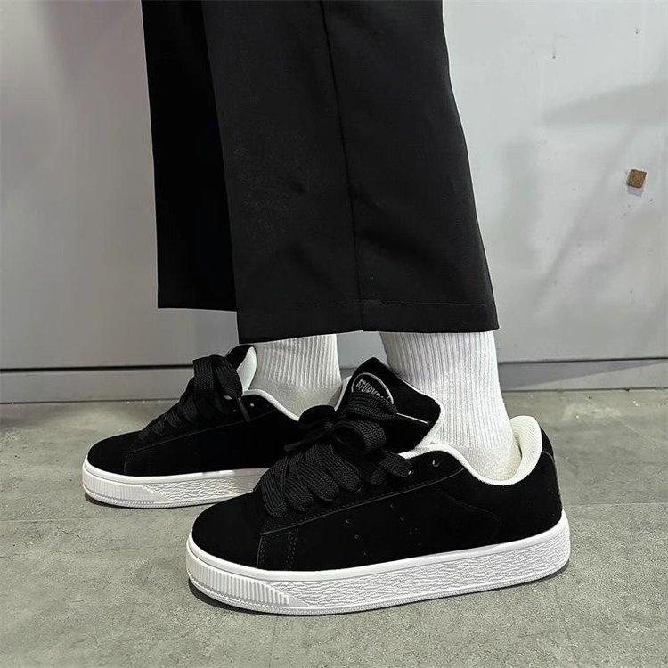 Hong Kong Style Couple Black Breadboard Shoes Tide Spring Summer New Retro Sports Moral Training Shoes