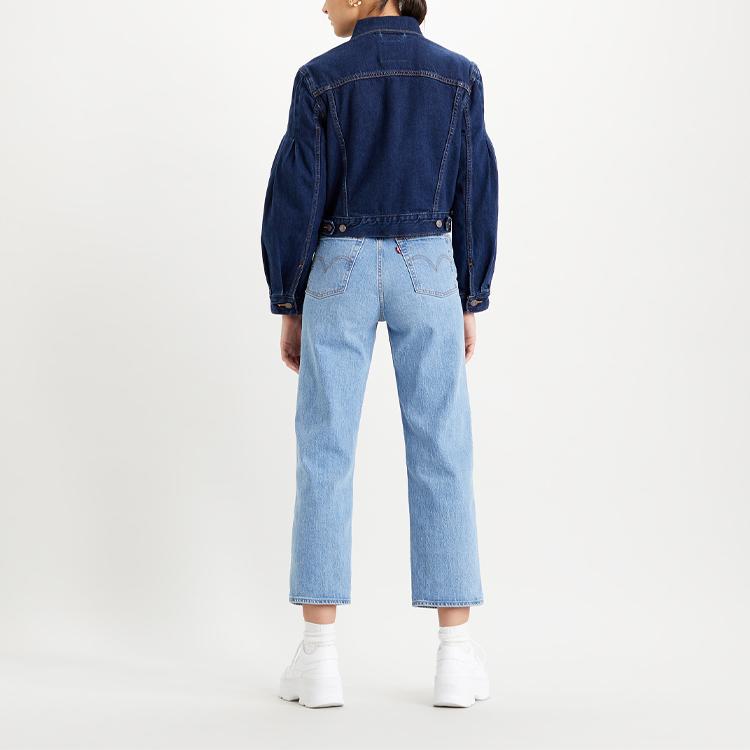 Levis Lantern Sleeve Lapel Denim Jacket Women jackets Dark-Blue 37569-0000