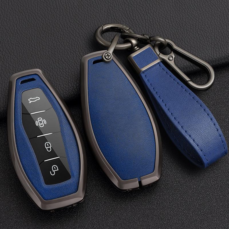 4 Buttons Zinc Alloy+ Leather Car Remote Key Case Cover Shell Fob For Faw Hongqi H5 Hongqi H5 Car Accessories