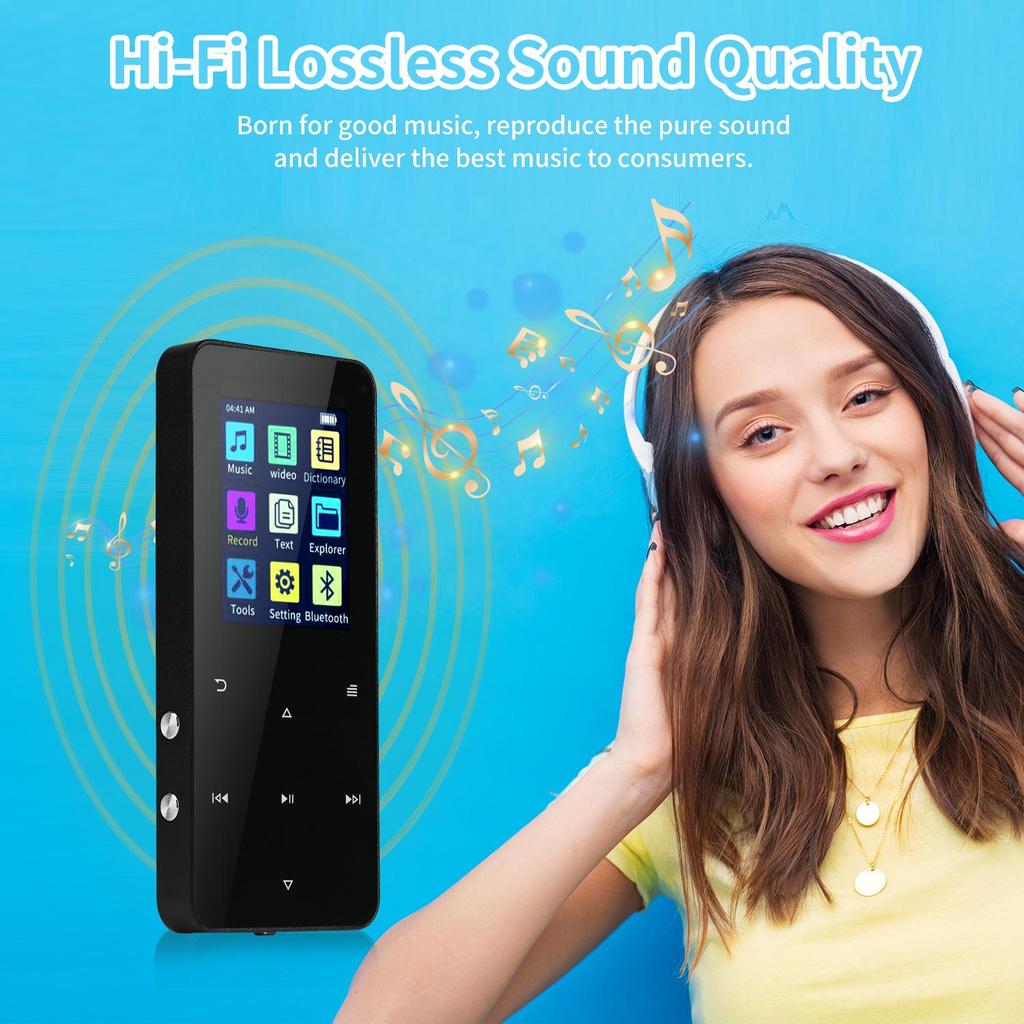 Portable Touchscreen Bluetooth MP3 Player for Students - Expandable Storage, Lossless Sound