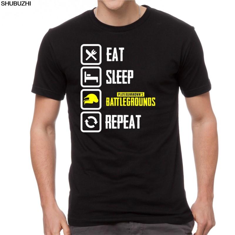 Players unknown battlegrounds pubg eat sleep repeat gamer playersunknown tshirt Harajuku Tops t shirt Fashion Classic Unique S