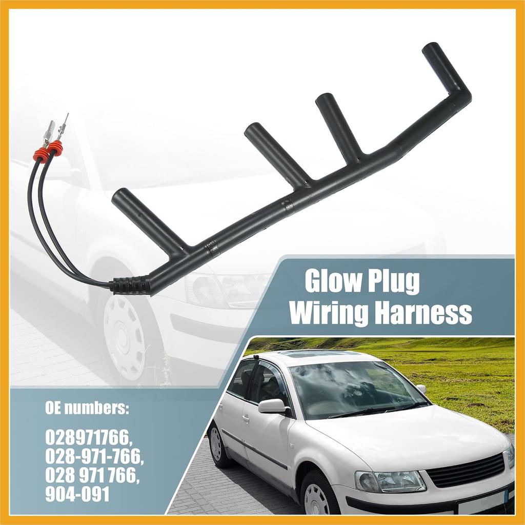 Glow Plug Wiring Harness with 2 Wires 028971766 for Volkswagen Beetle 98-03 for VW Golf Jetta for VW Passat 1996-1997 L4 1.9L Diesel 2 Male Terminal