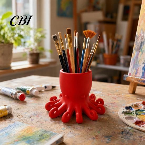 Pen Holder 3D Printed Holder, Octopus Shape Pencil Cup, Cute Creative Stand Ocean Animal Desktop Organizer for Home Office Accessory