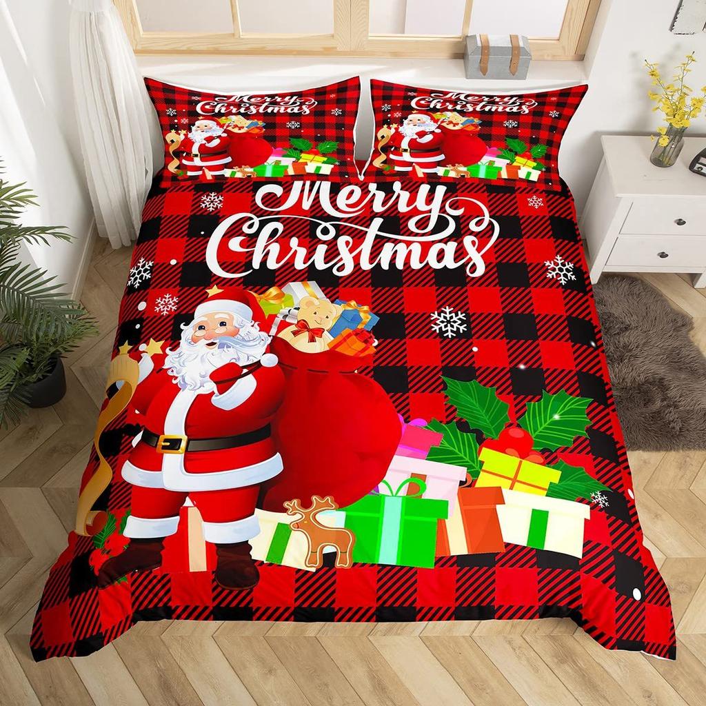 Cartoon Snowman Pink Polka Dots Three-Piece Quilt Cover Digital Printing Bedding Set Bed Cover