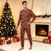 Comfortable Parent-Child Matching Christmas Print Loungewear Set with Long Sleeve Top and Pants
