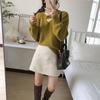 Solid Color Round Neck Knitted Sweater for Women Pullover Knitted Sweater Loose Top for Women