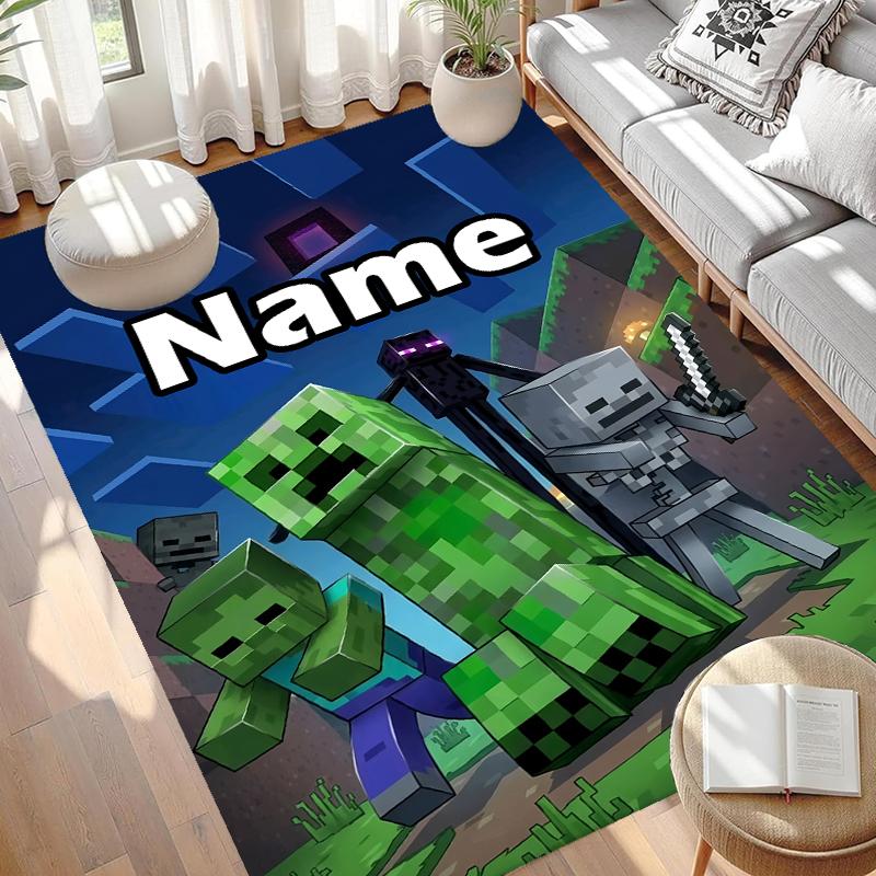 Custom Name Personalized Gamer craft Print Carpet, Versatile Home Decor Rug, for Playroom, Apartment, Balcony, Entryway, Hallway Gift
