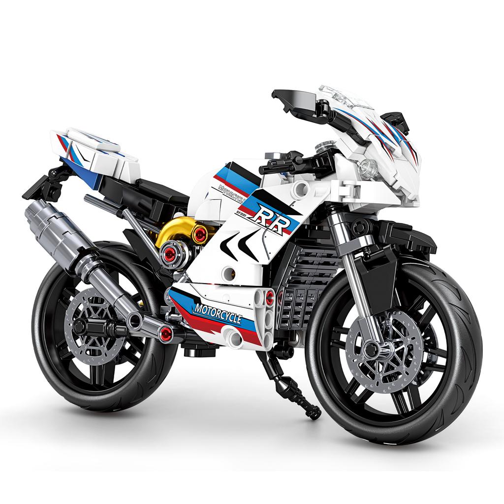 Racing Motorcycle Building Blocks Set, DIY Assembly Bricks Toy, Sport Motorcycle Model, Desk Decor & Collectible Gift