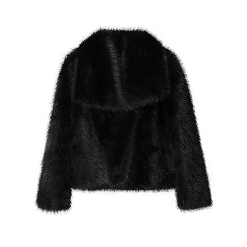 Fur large lapel faux coat short fashion fox hair fluffy plush women's coat retro style