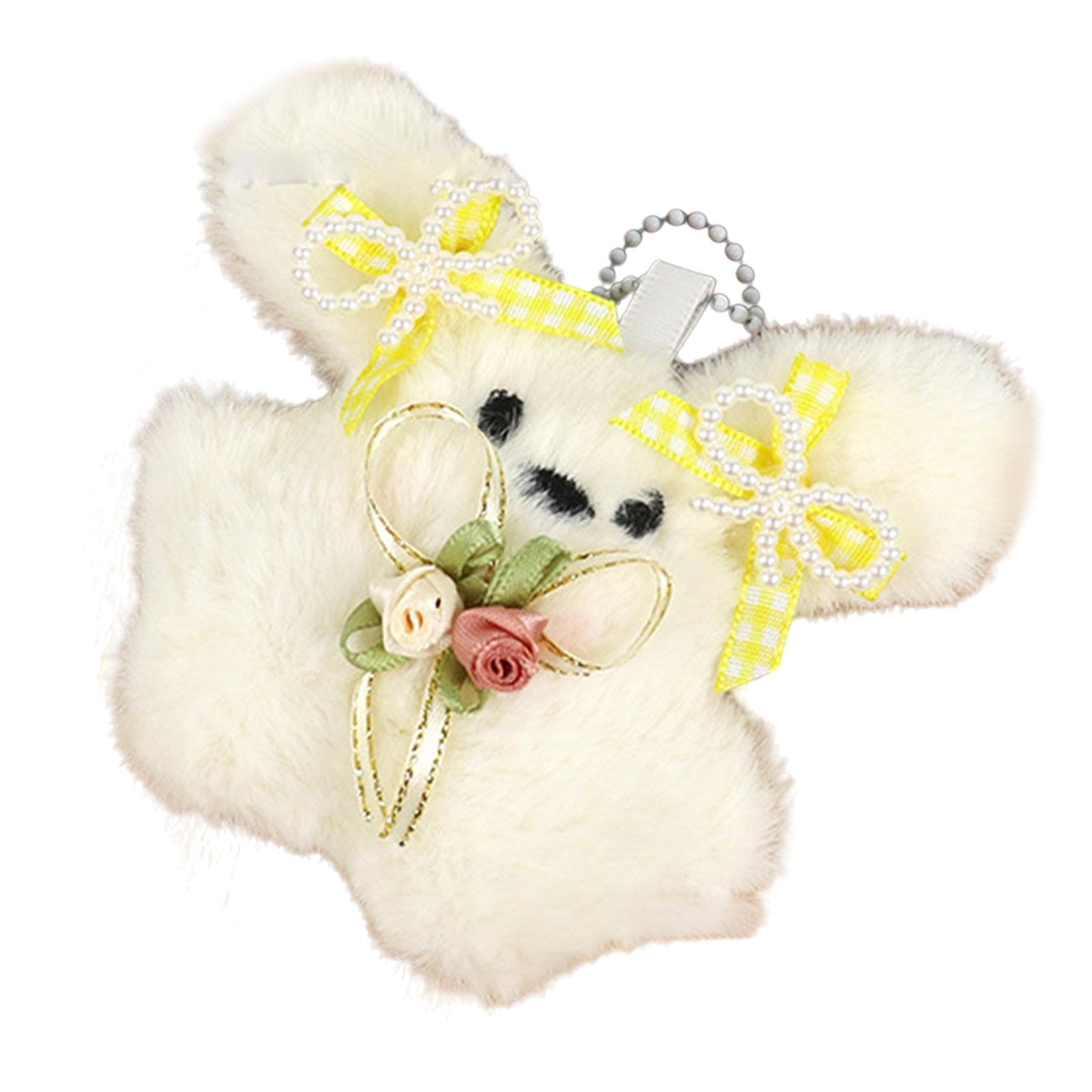 

Fashionable Rabbit Keychain Soft Plush Squeaky Animal Keyring Stylish Backpack Pendant Ornament for Fashion Lovers 3