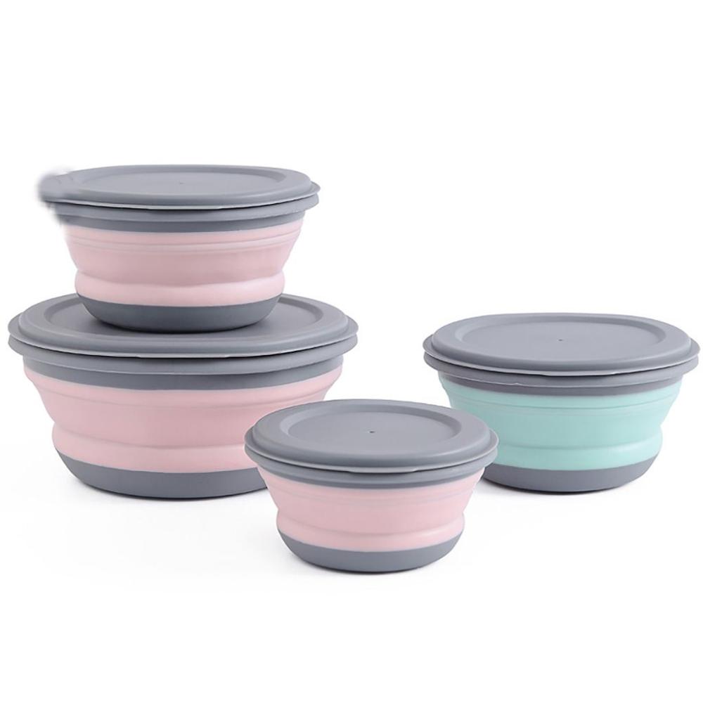 Camping With Lid Collapsible Bowl Sets Lunch Box Food Storage Container Folding Bowls Tableware